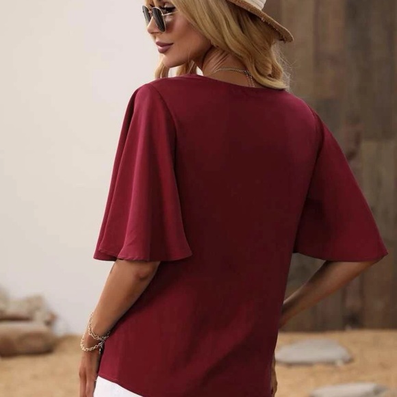 butterfly frill ruffle sleeve boho blouse top royal blue - Picture 8 of 10